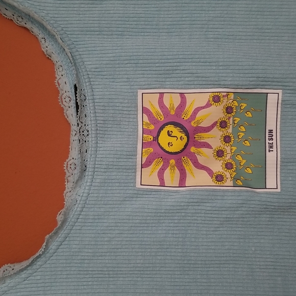 Tarot Sun Light Baby Blue Cropped Ribbed Tank - Picture 3 of 5